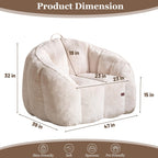 Royal Windsor Giant Bean Bag Chairs for Adults, 47 Inch Oversized Bean Bag Couch with Armrests, Lazy Floor Lounge Sofa Comfy Reading Chair for Living Room, Bedroom & Dorm, Beige