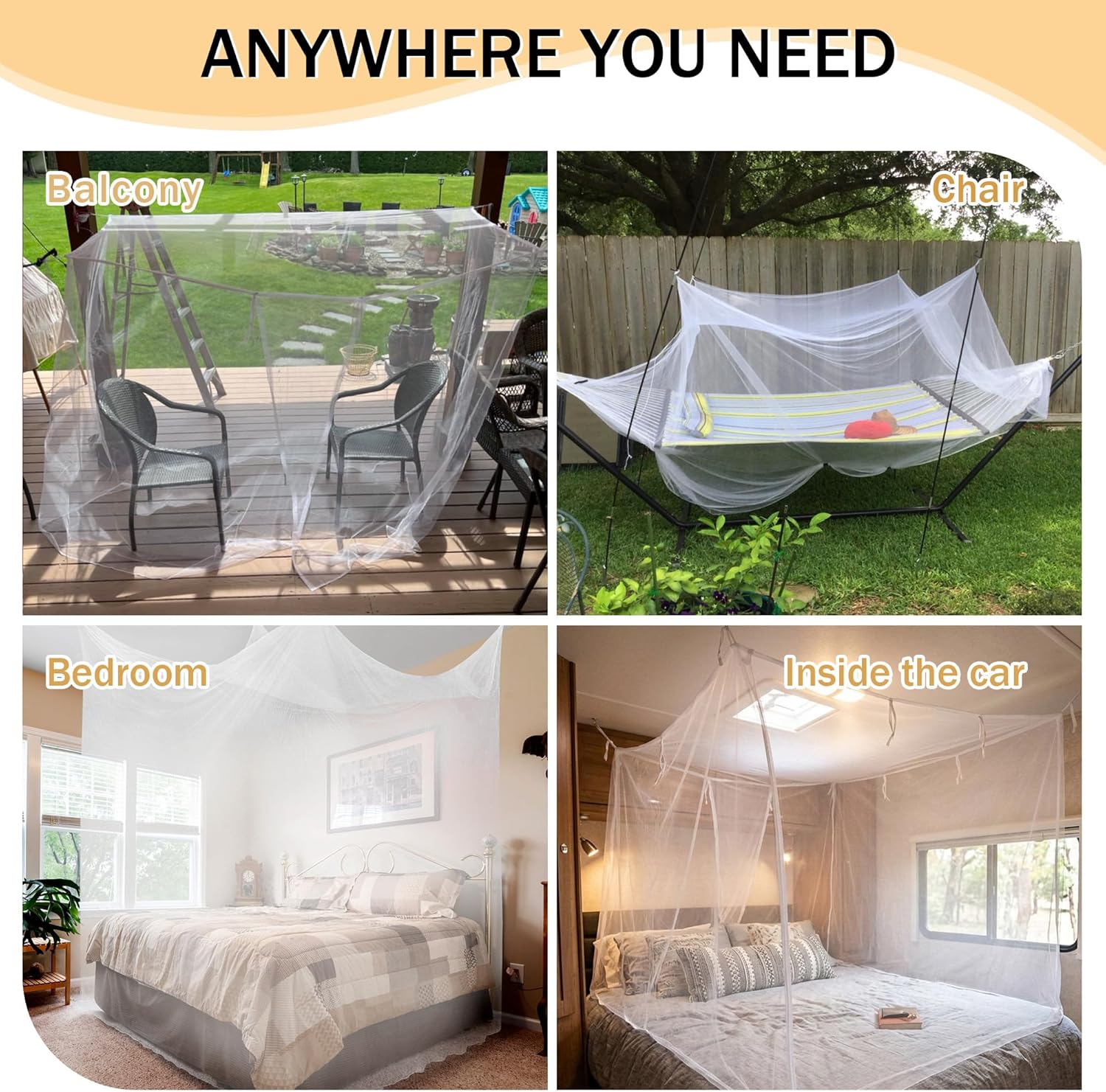 Mosquito Net for Bed Canopy Netting for Single to Queen Size Beds, One Side Opening Mosquiteros Cameros para Cuba Mosquiteros para Camas for Bedroom, Outdoor, Patio