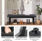 STHOUYN 58” Padded Dining Table Bench Pair of 2 for 6-8 Person, Faux Leather Indoor Cushioned Extra Long Bench for Dining Room Table, Bedside Shoe Entryway Benches (Black, 58")