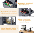 Yaheetech Kitchen Island Cart on Wheels, Rolling Storage Cart with Bamboo Countertop, 3 Drawers, 3 Removable Shelves & Lockable Casters for Dining Room, Bar, Dark Gray