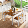 Dining Table Set for 4, Farmhouse Kitchen Table and Chairs with Rubber Wood Legs, Space-Saving Dinette Set, 5 Pieces Dining Table with Chairs for Small Spaces Kitchen Dining Room. Brown