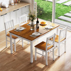 Dining Table Set for 4, Farmhouse Kitchen Table and Chairs with Rubber Wood Legs, Space-Saving Dinette Set, 5 Pieces Dining Table with Chairs for Small Spaces Kitchen Dining Room. Brown