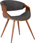 Armen Living Butterfly Mid-Century Dining Chair in Walnut Finish and Charcoal Fabric - Set of 2