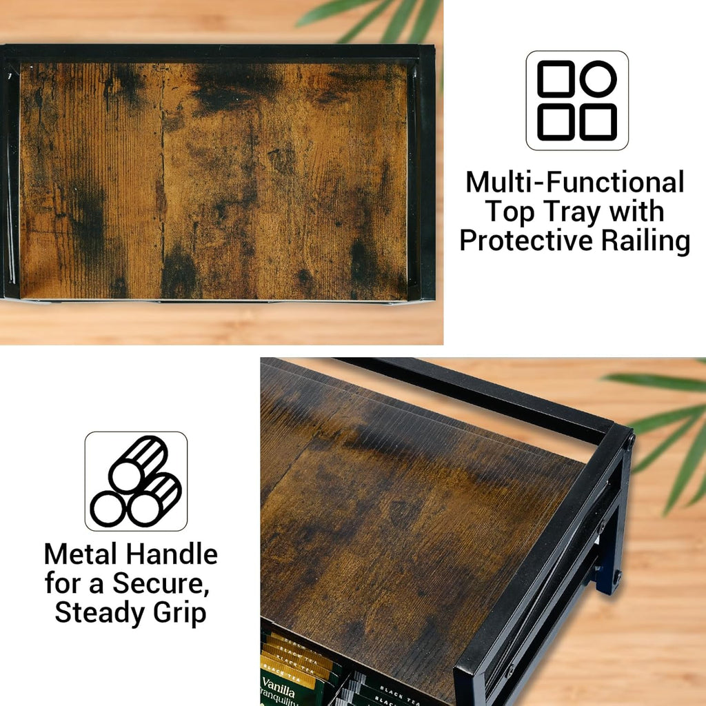 NANXITU Tea Holder Organizer,Wood Tea Box Organizer Storage Box | Tea Caddy for Tea Bags Organizer Drawer,with 8 Compartments Multi-Functional Tea Station Chest for Countertop