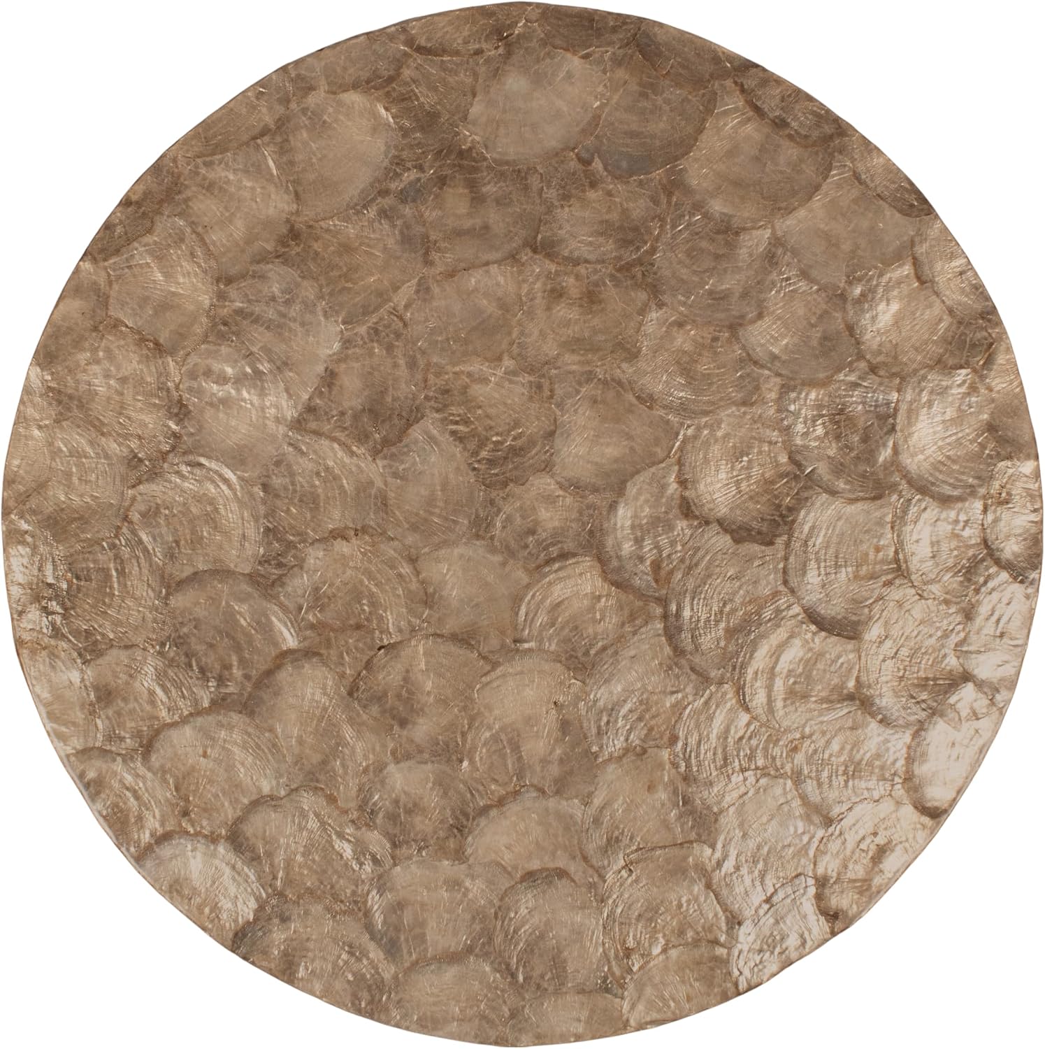 East at Main Capiz Shell Side Table – Tea Brown Accent Table, Small Decorative Round Table for Coastal and Modern Spaces