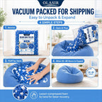Bean Bag Filler, 6lbs Shredded Memory Foam Filling, Memory Foam Pillow Stuffing for Bean Bag Refill, Couch, Cushion, Stuffed Animals, Dog Bed, Arts Crafts,Blue and White