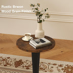 LAATOOREE Small Round Side Tables Set of 2, Wood Pedestal Drink Tables, Accent Coffee End Tables with Solid Wood Leg for Small Space, Living Room, Bedroom, Corner (2, Rustic Brown+ Black)