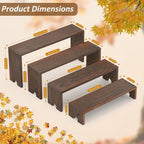 2 Set Wooden Cupcake Stand for Decor, 4 Tiered Stackable Display Risers, Farmhouse Decor Wood Dessert Table Display Set for Party, Vendor Events, Dark Brown