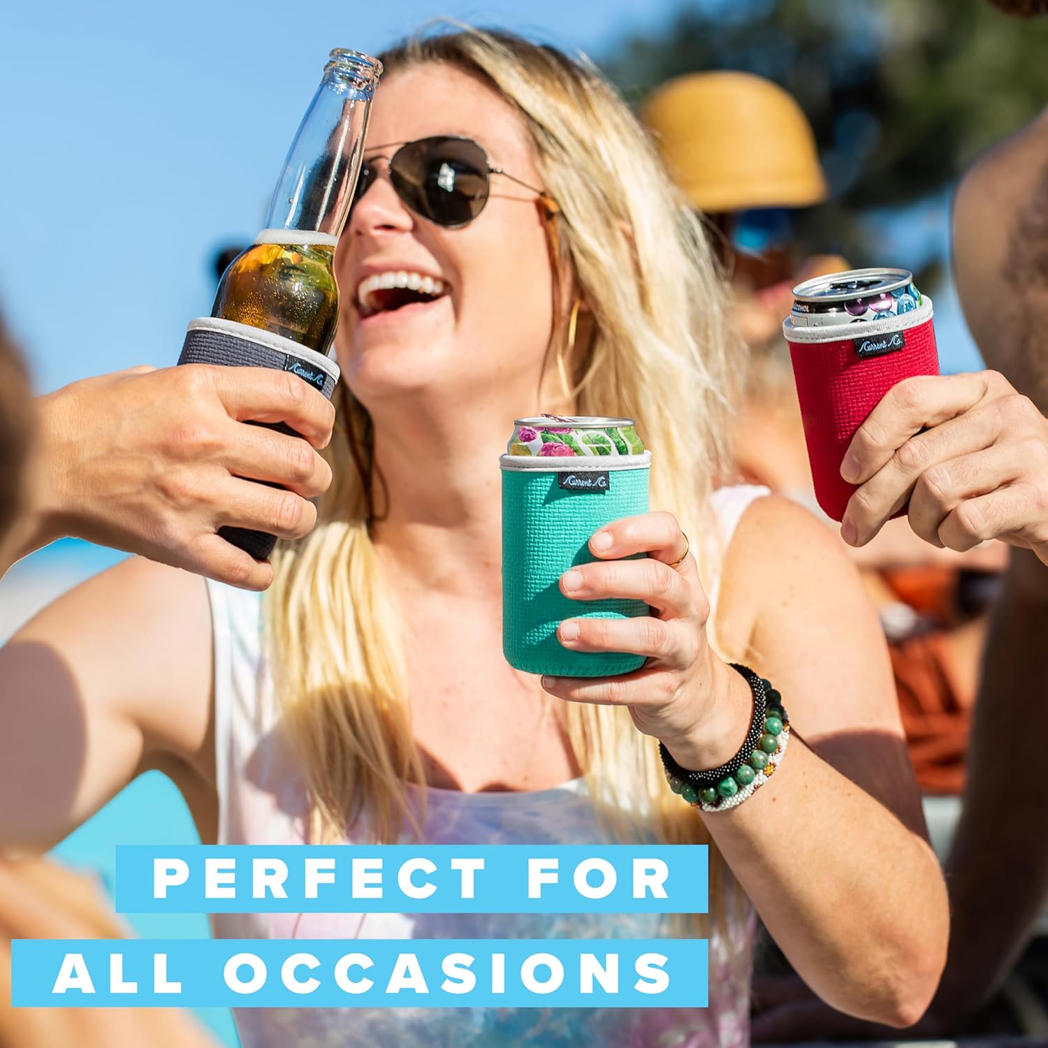 Current Co. Beer Can Cooler Sleeves (5 Pack) Soft Insulated Neoprene Beer Coolies for Cans & Bottles - HTV Vinyl Compatible Drink Coolies - Bulk Blank Can Cozy Set – Standard 12 Oz Drink Koolies