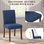Upholstered Parsons Dining Chairs Set of 4, Modern Dining Room Chairs with Back, Fabric Kitchen Side Chairs with Wood Legs for Dinner Farmhouse Restaurant, Blue