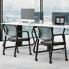 Giantex 10-Pack Waiting Room Chair Set, Rolling Office Desk Chairs with PU Wheels, Armrests, Stackable Guest Chair for Office, School, Lobby,Reception, Conference, Grey