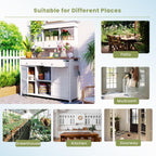 65.7" H Tall Garden Potting Bench with Hutch, 3 Shelves, 6 Drawers, 2 Cabinets, Side Hooks