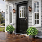 Set of 2 Artificial Eucalyptus Topiary Ball Trees for Front Porch Decor - 17" Faux Eucalyptus in Pot,Realistic Fake Eucalyptus Leaves Potted Plant for Farmhouse Home Front Door Outdoor Decor (Green)