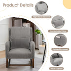 COCO DESIGN Corduroy Upholstered Rocking Chair for Nursery, Padded Seat & Back, Sturdy Wood Rockers for Living Room, Nursery, Bedroom Relaxation (Dark Grey)