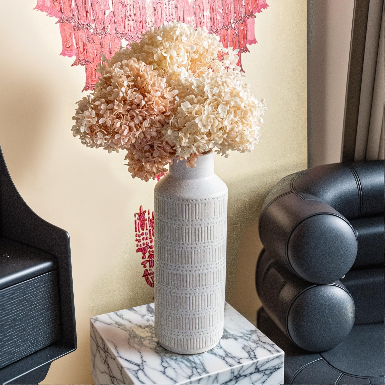 Farmhouse Large Ceramic Vase for Living Room Bedroom 15.75'' Flower Vase for Fake Plant Home Decor Office Table Shelf Fireplace Centerpieces Retro Vintage Classic Modern Rustic