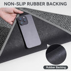 Front Door Mat Indoor Entrance 17"x30", Low-Profile Non Slip Inside Doormat for Entryway, Dirt Resistant Absorbent Front Porch Back Door Welcome Entry Door Mats, Washable Easy Clean, Gray