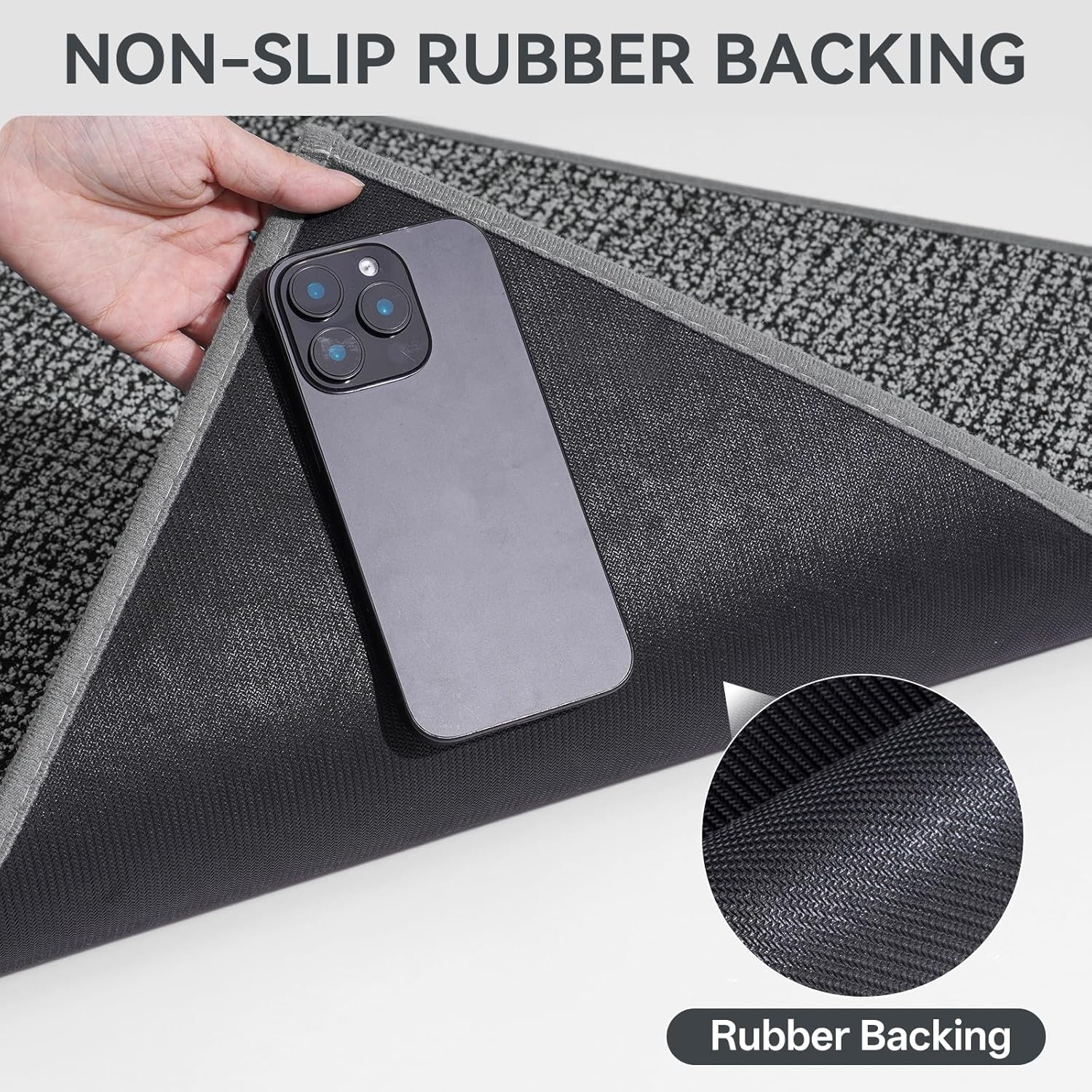 Front Door Mat Indoor Entrance 17"x30", Low-Profile Non Slip Inside Doormat for Entryway, Dirt Resistant Absorbent Front Porch Back Door Welcome Entry Door Mats, Washable Easy Clean, Gray