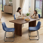 REONEY Dining Chairs Set of 2, PU Leather Armless Dinner Chairs with Backrest, 18" Modern Kitchen Dining Room Chair with Metal Legs for Home (Navy)