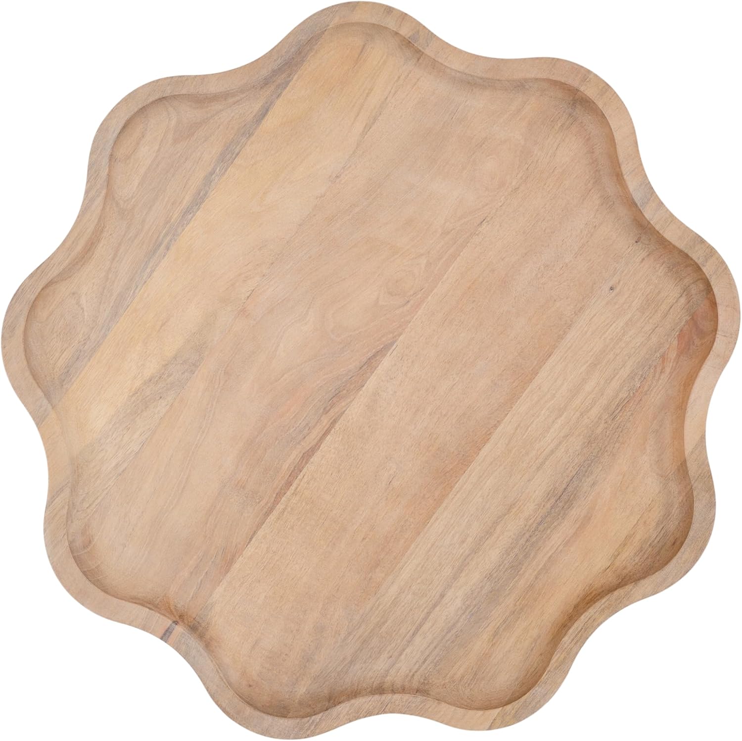 Kate and Laurel Alezar Modern Wooden Round Side Table, 19 x 19 x 24, Light Natural, Transitional Solid Wood End Table with Wavy Edge for Teen Bedroom Nightstand or Dorm Room Decor