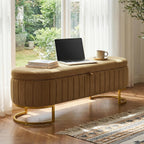 51 Inch Storage Ottoman Bench Velvet End of Bed Storage Bench King Size Upholstered Tufted Bench Large Space for Bedroom Living Room Entryway Coffee