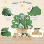 Curipeer Tree Kids Bookshelf with Bottom Fence, Toddler Bookshelf for Kids, Baby Montessori Bookshelf and Toy Storage, Wooden Bookcase, Book Shelf for Kids Rooms, Nursery, Bedroom, Playroom, Green