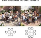 Patio Outdoor Dining Table, Wood-Grain Patio Square Table with Umbrella Hole, All-Weather Metal Dining Table for Party, Lawn & Garden (37.8“ x 37.8”) Black