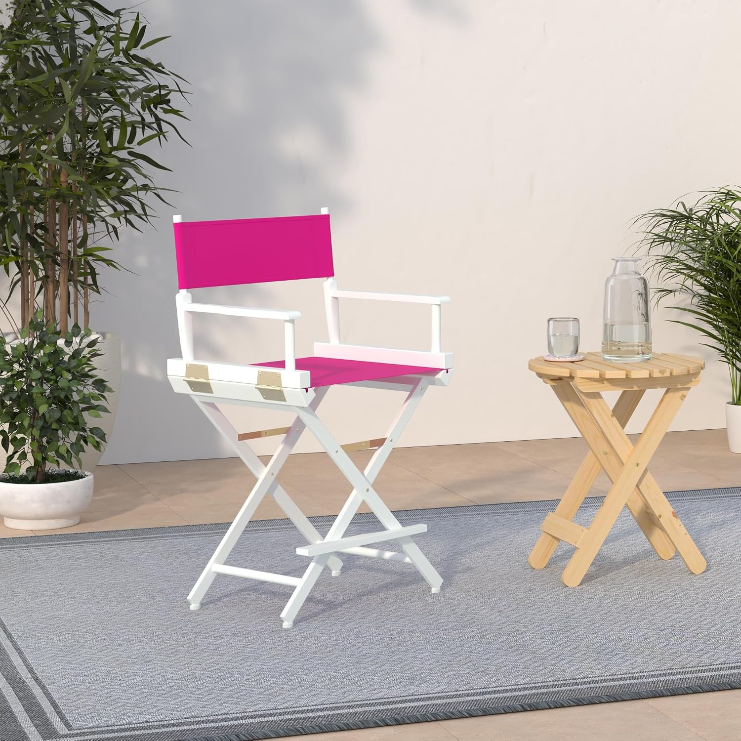 Casual Home 220-01/021-30 Director Chair 24" - Counter Height WhiteFrame/Magenta Canvas