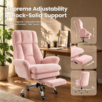 Big & Tall Office Chair, Wide Seat for Cross Legged Sitting & Pets, Teddy Fleece Reclining Chair w/Foot Rest, 400lbs Gaming Vanity Chair, 4 Colors