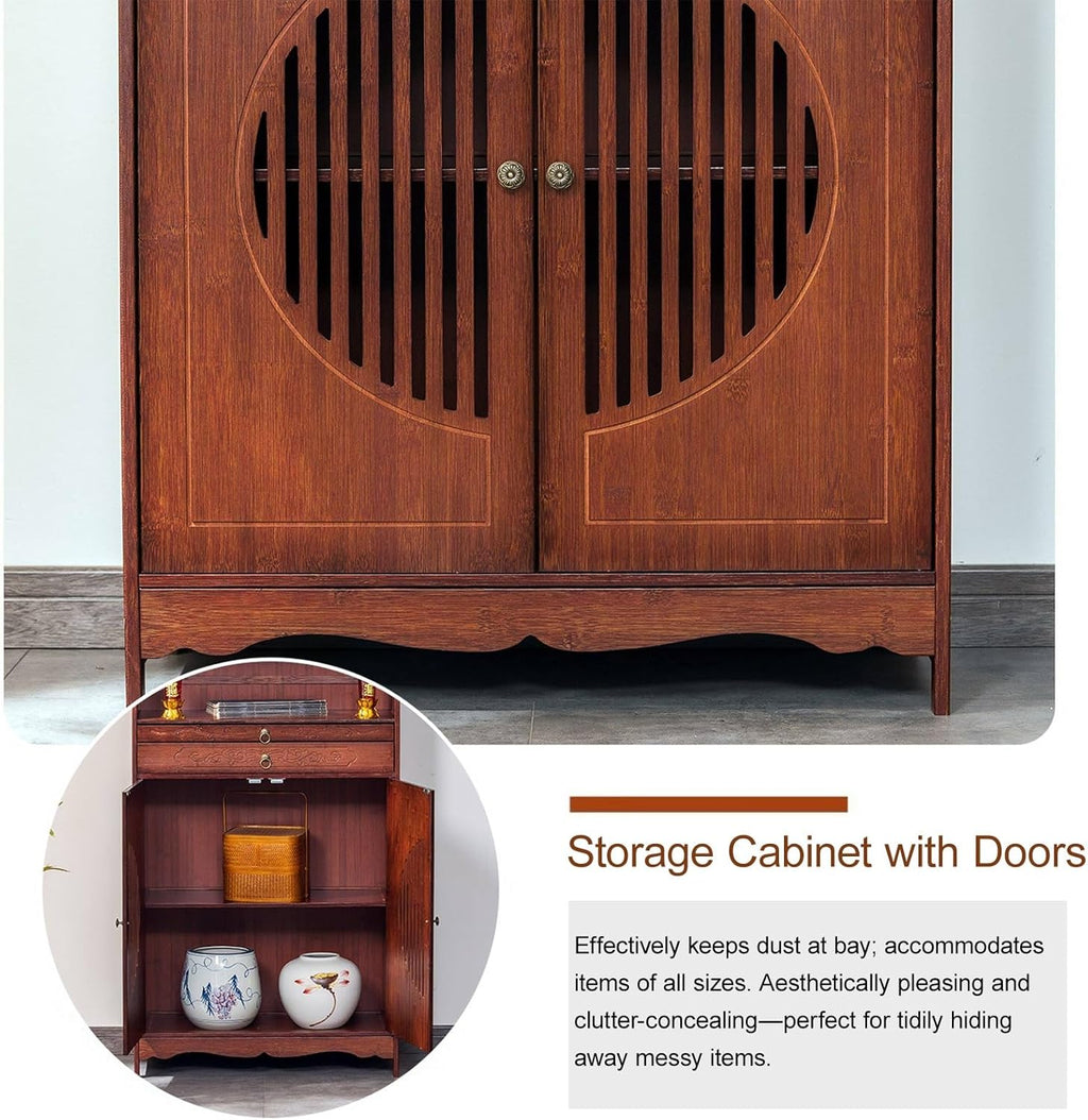 Buddhist Altar Decor Standing Cabinet, Home Meditation Shrine with Cabinet, Churches Altar Table with Drawers, for Living Room Bedroom Office(39 * 33 * 170cm/15.4 * 13 * 67in)