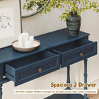 ARTPOWER Console Table for Entryway with 2 Drawers-Minimal Assembly,Blue Retro Entryway Table with Storage Cabinets and Open Shelf,Narrow Long Couch Table Behind Sofa for Living Room,Foyer,Hallway