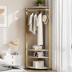 IDEALHOUSE Corner Coat Rack with Shoe Bench Entryway and 6 Double Hooks, Corner Hall Tree - Corner Clothes Rack with Storage Corner Tree with Organizer Shoe Bench Shelf for Entryway, Hallway, Closet