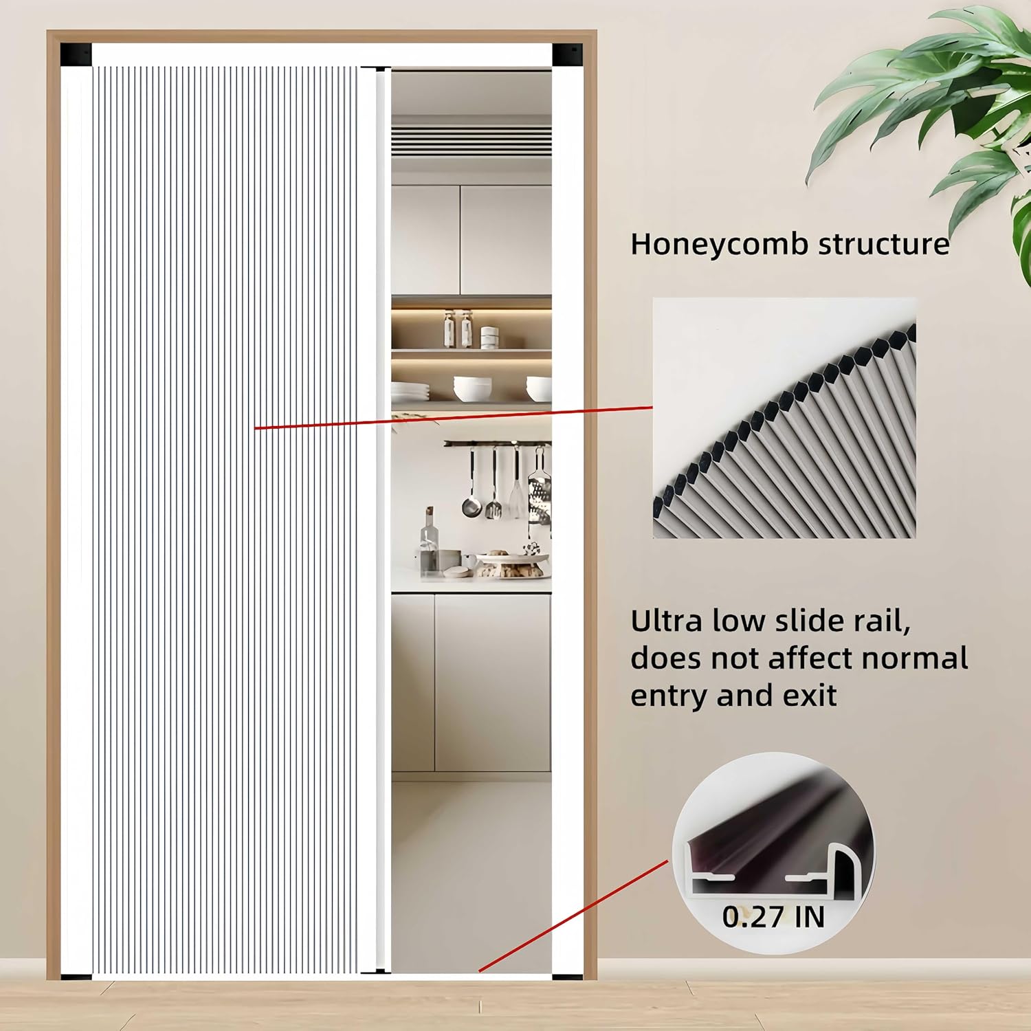 No-Drilling Sliding Folding Door,Interior Accordian Door with Aluminum Frame and Cellular Fabric,Room Divider for Closet RV Patio Shower Door Suitable，Customize Size (Blackout White)