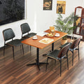 Mid Century Modern Dining Chairs Set of 6, Retro Chair with Faux Leather Upholstered Seat/Back & Metal Legs & Leg Protectors for Kitchen (Dark Green)