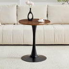 Walnut Round Dining Table for Small Space,24" Tulip Tables with Metal Pedestal Base,Bistro Table for 2 People for Office,Apartment,Kitchen,Break Room
