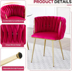 Baysitone 51" Modern Glass Dining Table with 4 Hot Pink Velvet Dining Chairs, Gold Metal Legs - Stylish 5-Piece Dining Set for Home