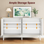 RoyalCraft White Buffet Cabinet with Storage, 55" Fluted Sideboard Buffet Cabinet with 100lbs Load Capacity, Modern Coffee Bar Cabinet with Solid Legs & Adjustable Shelves for Dining Room, Kitchen