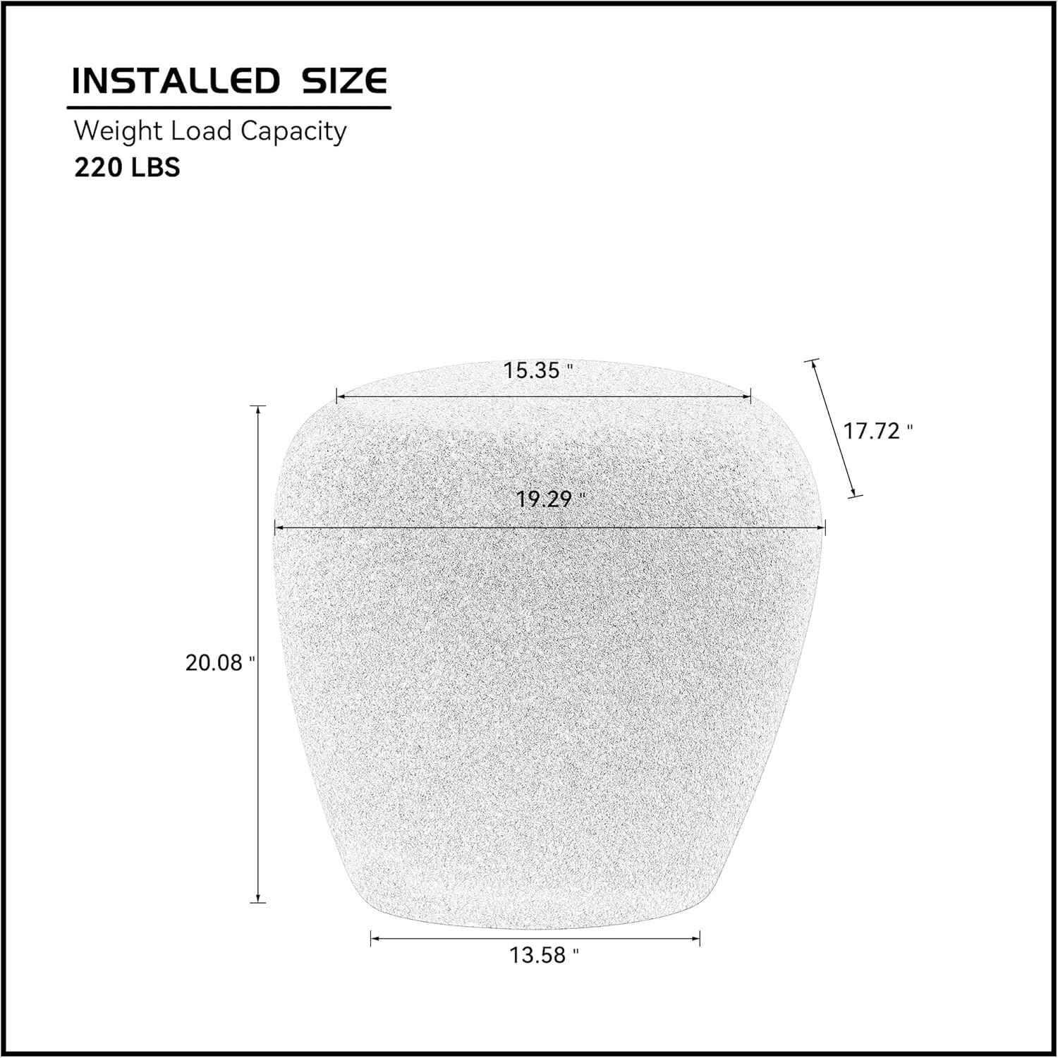 19.29" Fiberglass Irregular Side Table, Faux Rocks Matte Finish Vintage End Table, No Assembly Needed, Waterproof & Scratch-Resistant for Living Room Bedroom Office,Black