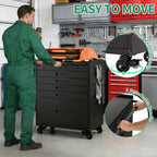 Garage Storage Cabinet,6 Drawer Metal Rolling Tool Cabinet with 2 Pegboard and 10 Hook,Heavy Duty Mechanics Tool Chest Storage for Workshop, Basement,Warehouse,Include Workbench Liner,Black