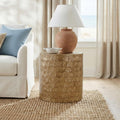 East at Main Capiz Shell Side Table – Tea Brown Accent Table, Small Decorative Round Table for Coastal and Modern Spaces