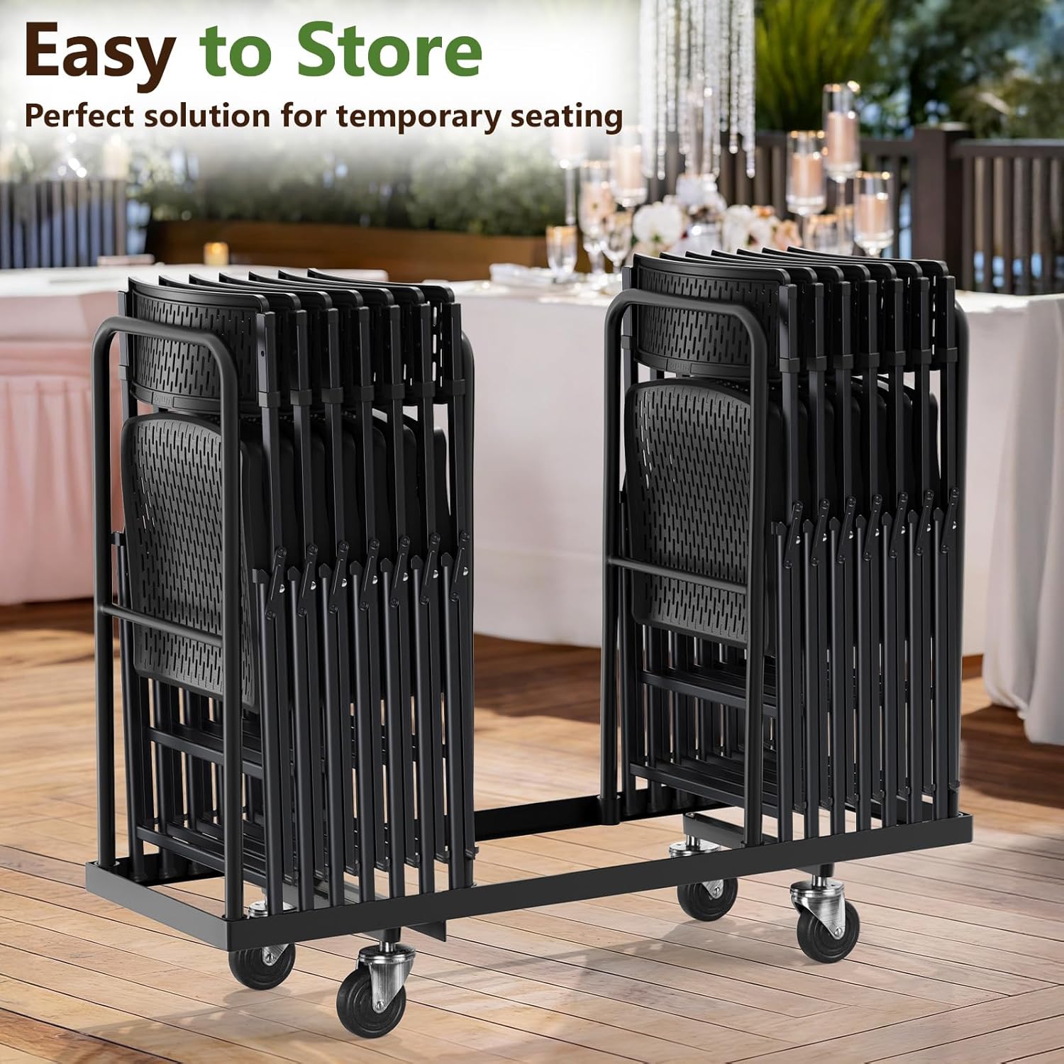 Folding Chair 4 Pack, Foldable Portable Chair with Breathable Molded Plastic Mesh Back & Seat, Sturdy Metal Frame Support up to 400lbs, Indoor Outdoor Foldable Chair for Party,Dinnig,Events,Black