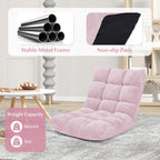 RELAX4LIFE Floor Chair with Back Support - 14-Position Adjustable Lazy Sofa Chair, Padded Sleeper Bed & Couch Recliner for Reading, Meditation, Gaming, Adults (Light Pink)