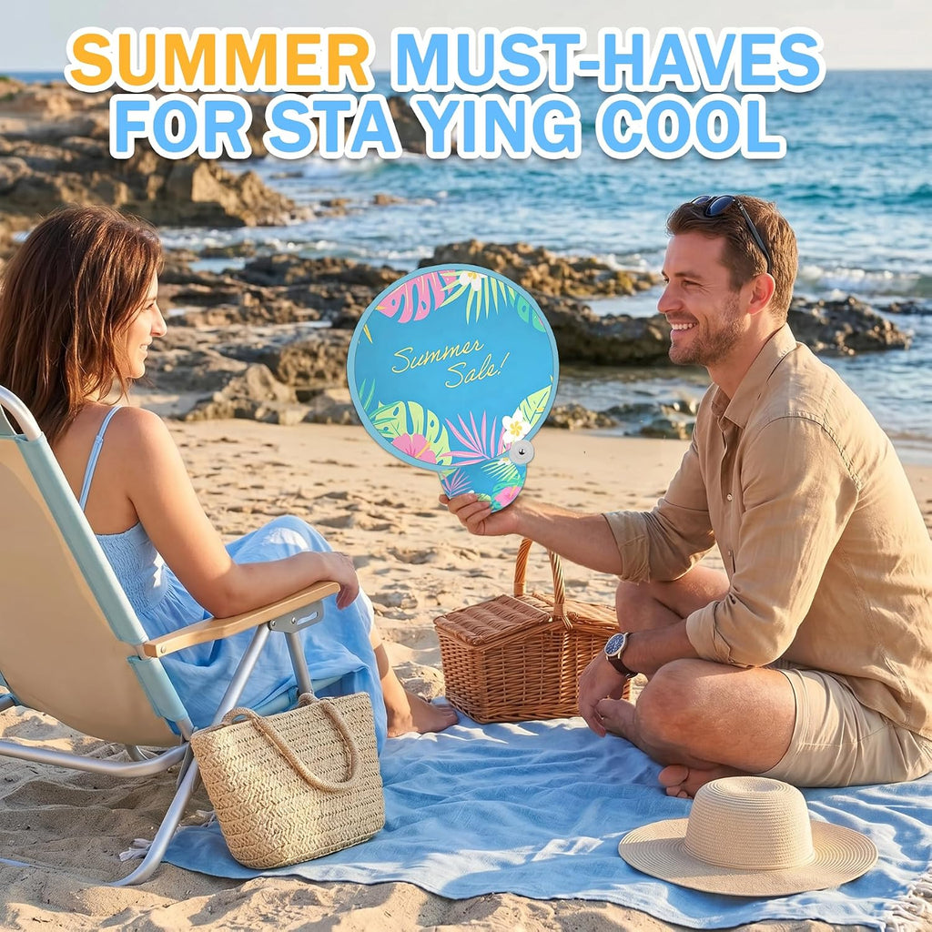 Custom Foldable Hand Fans Bulk - Personalized Round Flying Disc Fan with Photo Logo Text, Portable Pocket Favors for Class of 2026 Graduation, Wedding Guests, Trade Shows & Summer Events (50)