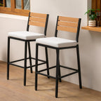 Crestlive Products Outdoor Bar Stools Set of 2, Patio Counter Height Barstools with Cushions, Tall Chairs with Back and Footrest for Deck, Lawn, Garden, Backyard, Poolside, Or Indoor Use