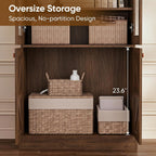 Vyre 71" Tall Farmhouse Kitchen Pantry, Set of 3 Large Storage Cabinets with Glass Doors, Hutch Cabinet with Drawers, Adjustable Shelves for Living Room, Dining Room, Dark Brown