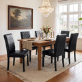 LSSPAID Dining Chairs Set of 6, Upholstered Leather Parsons Dining Room Chairs with Unique Tufted Back & Solid Wood Legs, Modern Armless Side Chairs for Kitchen Restaurant Home, Black