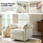 Modern Power Swivel Rocker Recliner Chair with USB Port and Storage Bags, Nursery Glider Recliner with Adjustable Headrest and Armrests, , GREENGARD, FSC, CertiPUR-US® Certified, White