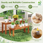 Tangkula Outdoor Backless Bench Set of 2, Solid Wood Patio Benches w/Slatted Seat, 2-Person Rustic Wooden Entryway Bench for Front Porch Garden Balcony Park Indoor, Weatherproof, Load up to 330 LBS
