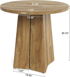 LITTLE TREE 31.50-Inch Round Dining Table for 2, Farmhouse Circle Kitchen Table, Dining Room Table with Wooden Pedestal Base, for Dining Room, Kitchen (Light Walnut)