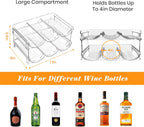 Plastic Stackable Wine Rack for Refrigerator, 2 Tier Large Capacity Water Bottle Organizer for Cabinet, Free-Standing Water Bottle Storage Rack for Fridge, Countertop, Pantry, Freezer, Hold 6 Bottles