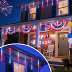 10 Set 12" 240 LED Meteor Lights with Built-in Connectors – Red, Blue, White for Nation Day
